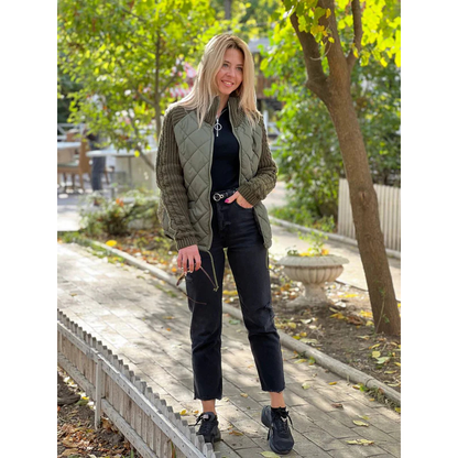 Avelin™ | Gebreid Damesjack met Rits | Gewatteerd